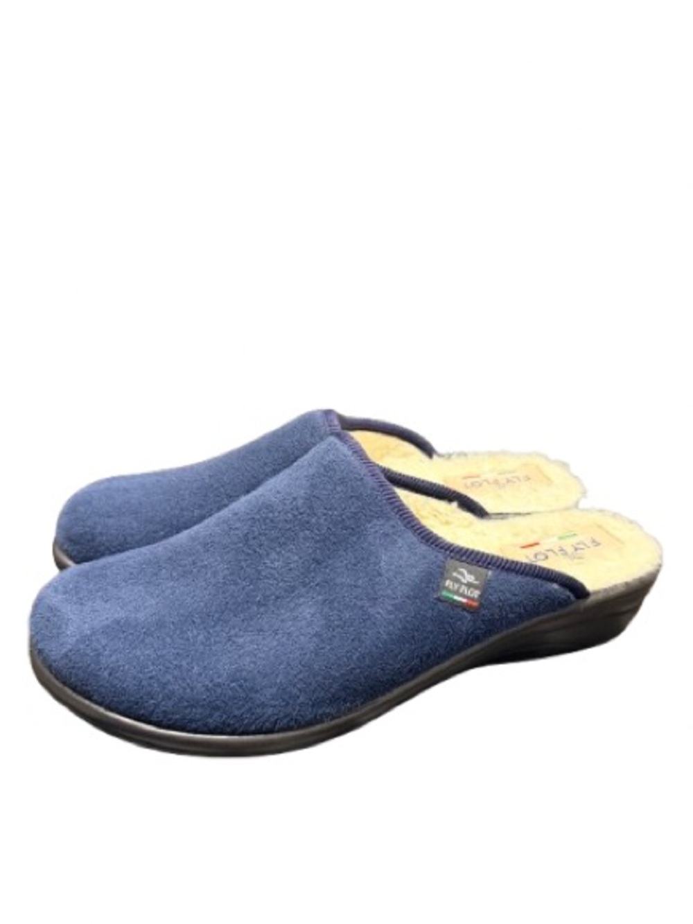 Fly Flot Navy Blue Suede Mule Slippers Clogs EU 40 9.5-10 Made in Italy